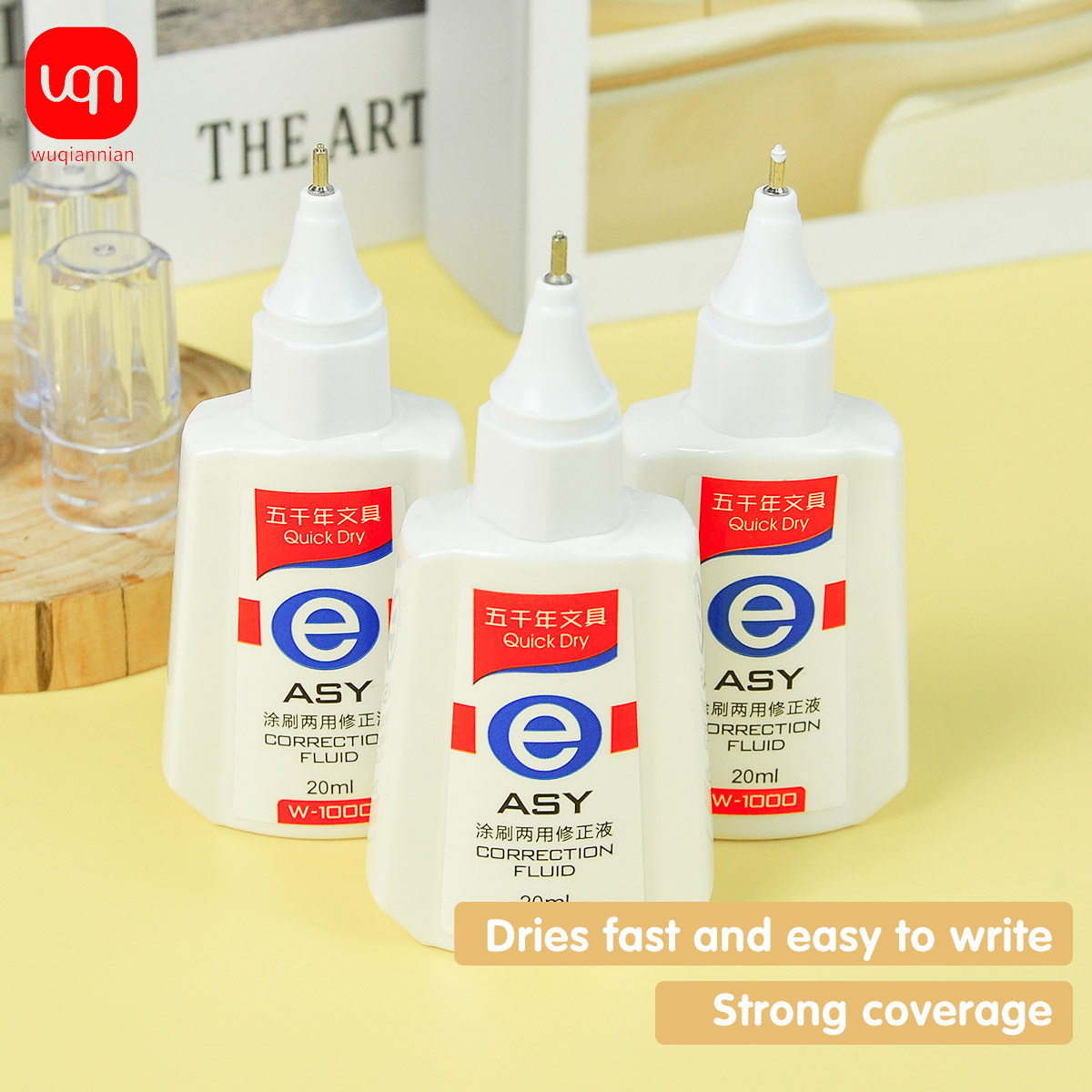 Correction Fluid White - WQN 퀵드라이 수정액, 20ml, 흰색, 사용이