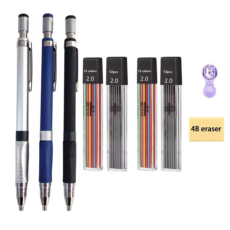 Staedtler Pencil Lumocolor - 2.0mm 기계식 연필 세트, 2B 검정/컬러
