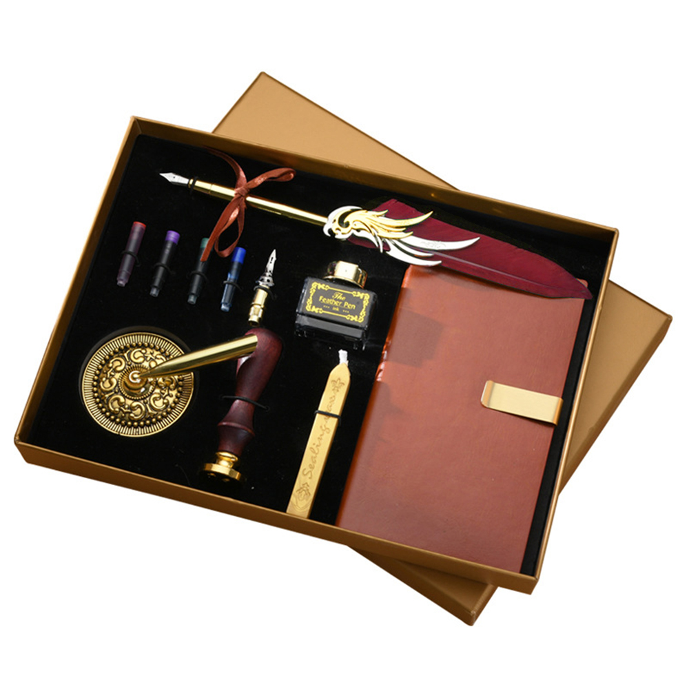 Fountain Pen Ink - 깃털펜과 잉크 세트, 레트로 깃털 딥잉크펜