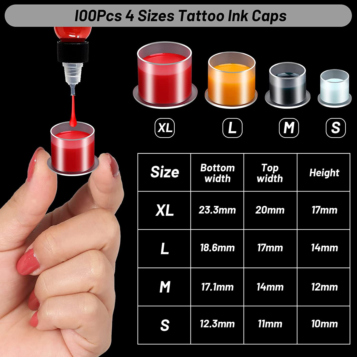 100pcs 일회용 문신 잉크 컵 캡 영구 화장 안료  - Calligraphy Ink Bottle 리뷰 및 가격
