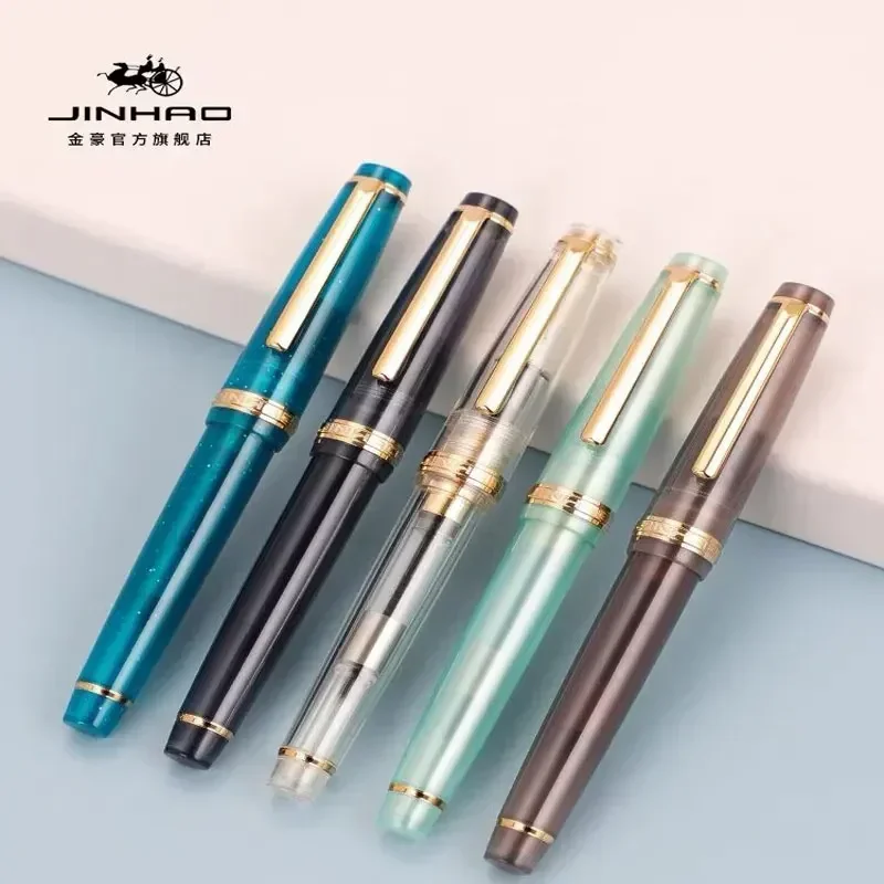 Jinhao 82 만년필 럭셔리 투명 펜 스핀 골든 E - Stationery Supply Business 리뷰 및 가격