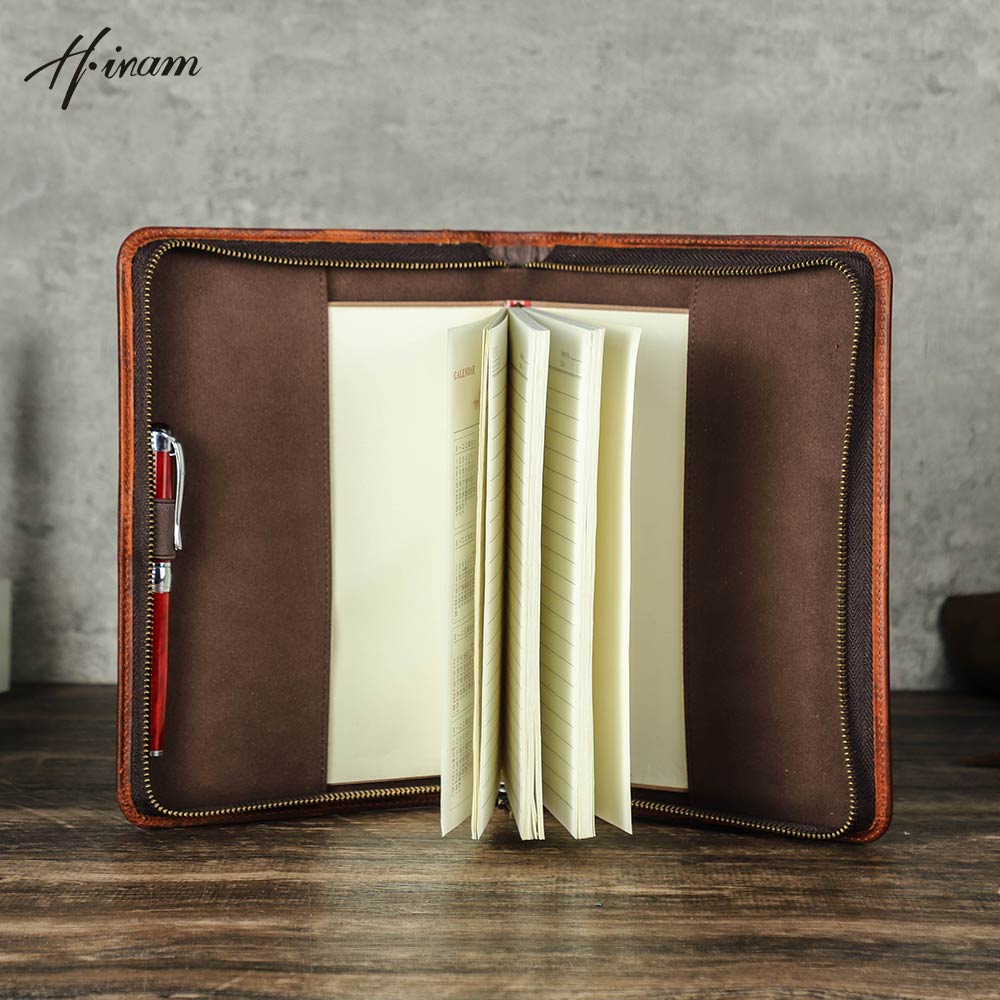 레트로 정품 가죽 지퍼 클러치 A5 책 표지 저널 사무 - Journal Leather Hardcover 리뷰 및 가격