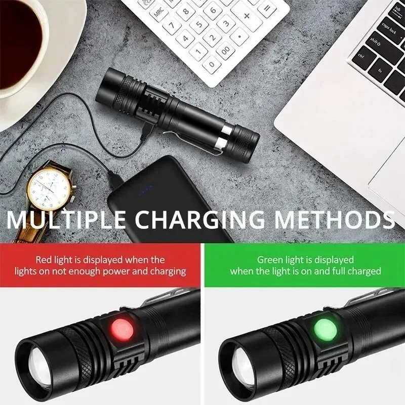 T6 LED 충전식 손전등, 18650 줌이 가능한 토 - Stationery Supply 리뷰 및 가격